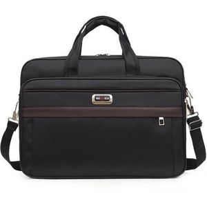 16 Inch Nylon Mannen Computer Tas, Zwart Waterdicht En Duurzaam Business Messenger Bag, Grote Capaciteit Aktetas