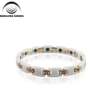 Madalena Sarara Premium Titanium Staal Keramische Energie Armband Magnetische Germanium Magneten Negatieve Ionen Ingelegd Heathy Voor Body