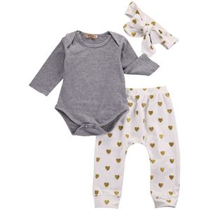 Peuter Infantil Pasgeboren Baby Meisjes Kleding Casual T-shirt Tops + Broek Leggings Hoofdband 3 stks Outfit Set