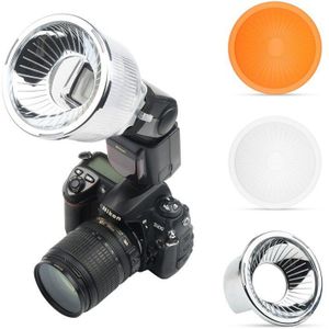 Universal On-Camera Speedlite Flash Light Diffuser Licht Bol Met Wit Oranje Koepels Voor Canon Voor Sony Yongnuo Speedlight