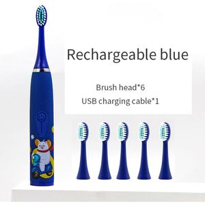 Sonic Kinderen Elektrische Tandenborstel Kids 3 Tot 12 Jaar Oude Schoonmaken Zorg Orale Bacteriën 6 Opzetborstels Usb opladen