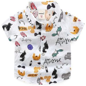 2 3 4 5 6 7 jaar Peuter Jongens Shirts Katoen Koreaanse Cartoon Print Kids Kleding Korte Mouwen Tops Voor jongens Baby Shirts Zomer