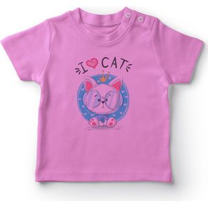 Angemiel Baby Leuke Glazen Kat Baby Meisje T-shirt Roze