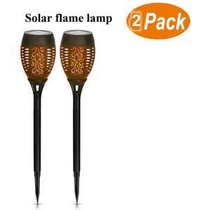 1-8 Stuks Solar Gazon Dancing Flame Torch Lights Zonne-energie Lamp Flikkeren Grond Moutned Kamp Lantaarn Outdoor Straat vlam Lamp