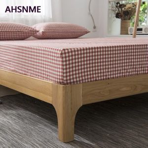 Ahsnme 100% Katoenen Lakens Super Zachte Parure De Lit Koele Zomer Eenvoudige Rode En Witte Plaid Hoeslaken 90x20 0/120x20 0/180x200cm