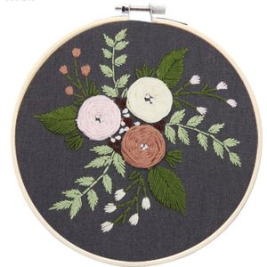 Diy Borduurwerk Bloem Handwerk Handwerken Voor Beginner Kruissteek Kit Lint Schilderij Borduurwerk Hoepel Woondecoratie