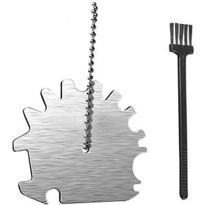 Draagbare Roestvrij Staal Barbecue Schraper Met Borstel, Metalen Barbecue Cleaner, Barbecue Schraper, Scrubber Tool