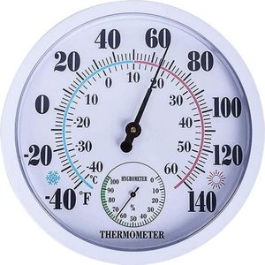 Indoor Outdoor Weer Thermometer Hygrometer, Tuin Muur Thermometer Voor Patio, Geen Batterij Hygrometer 10 Inch Diameter
