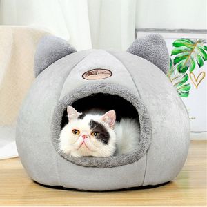2-In-1 Opvouwbare Cat Bed Kitten Kooi Nest Indoor Cave Huis Met Afneembare Zachte Mat Kennel Winter slaap Zak Wasbaar Tent
