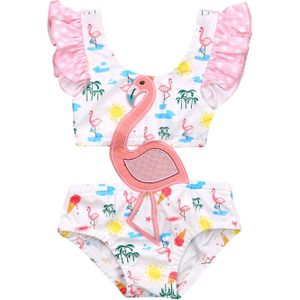 Focusnorm 0-3Y Zomer Mooie Kinderen Meisjes Badmode Een Stuk Dier Bloemenprint Mouwloze Jumpsuits Bikini Outfits