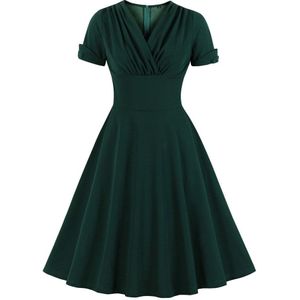 Sisjuly Zomer Elegante 1950 S Een-Lijn Jurken Sexy V-hals Vrouwen Retro Geplooide Jurken Dames Hunter Retro Jurk party Vestidos