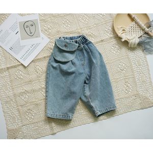 Lente En Zomer-Kinderen Jeans Kinderen Broek Pocket Tas Cowboy Harembroek Voor Meisjes