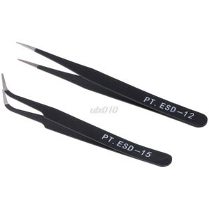 2 Stuks Rvs Nail Gereedschap Wimper Extension Pincet Tangen Wees Clip Pincet Juli &amp;