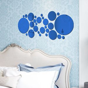 28Pcs 3D Spiegel Muursticker Ronde Spiegel Diy Tv Achtergrond Badkamer Stickers Muur Decor Slaapkamer Badkamer Home Decoratie Spiegel