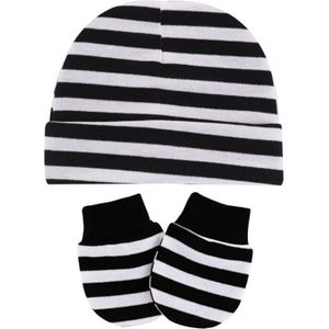 Baby Zuigelingen Anti Krassen Katoenen Handschoenen + Hoed Set Pasgeboren Wanten Warm Cap Kit 23GD