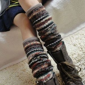Vrouwen Winter Lange Beenwarmers Knit Haak Sokken Legging Kous