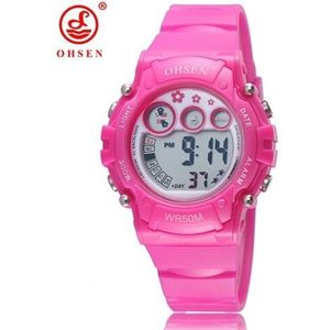 OHSEN LED Jongens Kid Horloges Alarm Chrono Rubber Band Digitale Elektronische Geel Waterdichte Sport Kinderen Horloge