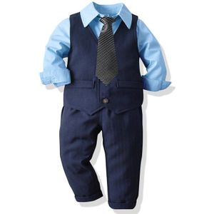 Engeland Stijl Jongens Pakken Voor Bruiloften 4 Stks/set Kinderen Gentleman Kleding Top Shirt Vest Broek Childrens Jongen Formele Kleding Pak