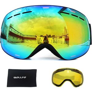 Mannen Vrouwen Ski Bril Met Magnetische Dubbele Lagen Lens Skiën Anti-Fog UV400 Snowboard Goggles Ski Bril Eyewear Opgeluisterd lens