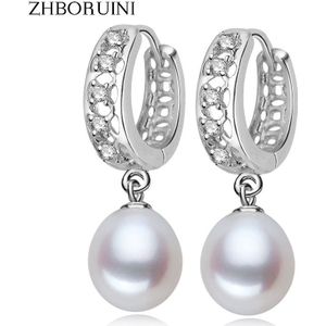 ZHBORUINI Fijne Parel Oorbellen Natuurlijke Zoetwater Parel 925 Sterling Zilveren Parel Dangle Oorbellen Sieraden Voor Vrouw