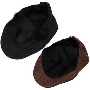 2 Pcs Solid Vloeistof Systemen Gatsby Cap Ivy Hat Rijden Zomer Zon Flat Cabbie Newsboy, Bruin & Zwart