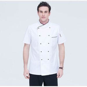 M-4XL Chef Uniform Double-Breasted Hotel Catering Keuken Restaurant Uniform Serveerster Shirt Wit Chef Jas Vrouw