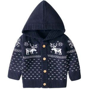 0-24M Xmas Pasgeboren Baby Kids Baby Meisje Jongen Elanden Gebreide Lange Mouw Kapmantel Jas Vest Trui outfits Babykleertjes