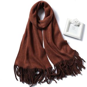 Vrouwen Sjaals Winter Lange Pashmina Sjaals Kasjmier Hals Sjaals Effen Unisex Warm Knit Warps Mode Kwastje Sjaals Voor Lady