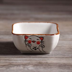 Japanse Glazuur Onder Kleur Servies Plaat Keramische Huishoudelijke Mooie Dompelen Schotel Creatieve Sojasaus Schotel Cartoon Snack Schotel