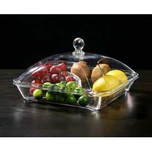 Moderne Woonkamer Met Deksel Vier-Deel Fruitschaal Transparante Plastic Voedsel Display Lade Snack Gedroogd Fruit Doos ZP3161919