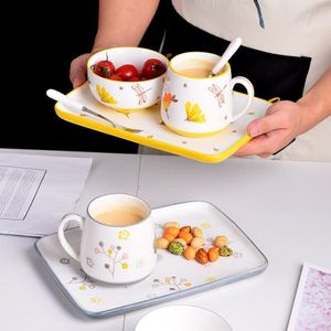 Japanse Servies Netto Red One Persoon Voedsel Set Ontbijt Creatieve Combinatie Keramische Kom Kop Plaat Delicate Bloem