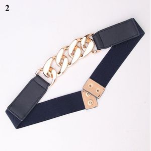 Brede Elastische Vrouwen Riem Glad Goud Kleur Ketting Dames Jurk Riem Mode Jas Trui Vrouwelijke Tailleband