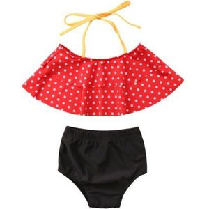Stijl Baby Meisjes Kids Tankini Bikini Set bandage Halter Badmode Stippen Badpak Hoge Taille Badpak Peuter Beachwear