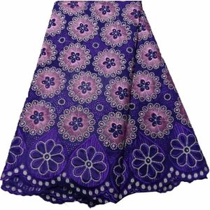 Royal Blue Pure Cotton Voile Kant In Zwitserland Afrikaanse Droge Kant Stof 2022 Nigeriaanse Voor Bruiloft YPL11332