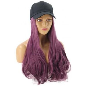 Womengirl Lang Krullend Pruik Synthetische Pruik Hair Extension Met Baseball Cap Женская Бейсболка Бренд Beschermd Screen Voor Gezicht