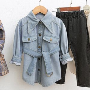 Aankomst Baby Meisjes Jeans Shirts Lange Mouw Mode Kinderen Kleding Lente Herfst Kinderen Denim Blouse Shirts Voor Meisjes