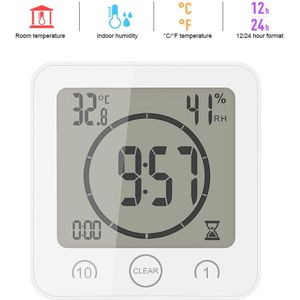 Digitale Badkamer Klokken Thermometer Hygrometer Lcd Zuignap Waterdichte Douche Horloges Temperatuur-vochtigheidsmeter Alarm