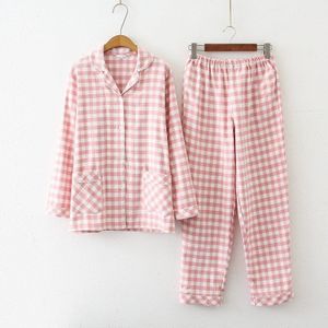 Herfst Winter Homewear Mannen Casual Plaid Pyjama Sets Mannelijke 100% Katoen Nachtkleding Pak Koppels Bijpassende Lange Mouwen Shirt &amp; Broek