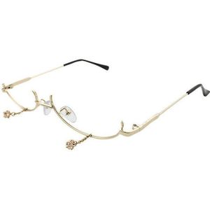 Mode Halve Frame Bril Zonder Lens Bril Frame Met Ketting Vrouwen Accessoires Metalen Ketting Ogen Bril Gezicht Sieraden