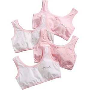 4 Stk/partij Meisjes Beha Ondergoed Lingerie Kinderen Tieners Tiener Jong Adolescente Student Katoenen Vest Dubbeldeks D0AF