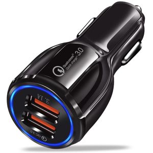 Quick Charge 3.0 Dual USB Autolader Universele QC3.0 Dubbele USB Snel Opladen Voor iPhone Samsung Xiaomi Telefoon GPS Auto -Charger