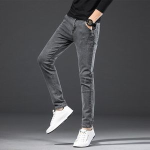 Mannen Streetwear Vintage grijs Slim fit Jeans Broek Mannelijke Eenvoudige Stijl Katoen Casual Straight Denim broek