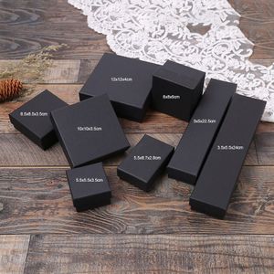 10 stks Zwart Kraftpapier Sieraden Cadeau Papier Doos Organizer Charms Ring Horloge Oorbel Sieraden Display Box