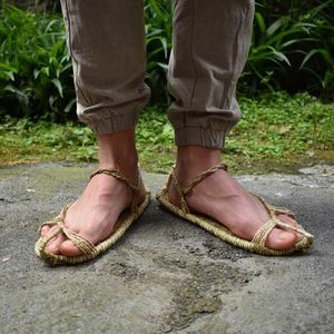 AGESEA linnen stro schoenen hand-gebreide heren zomer sandalen retro collectie schoenen comfortabele paar slippers HZ