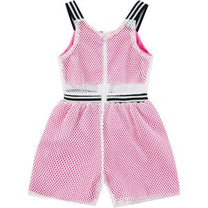Infant Kids Baby Meisje Zomer Jarretel Jumpsuit Mode Contrast Kleur Hollow Visnet Rits Korte Broek 1-6T