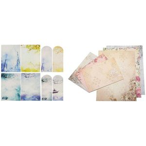 2 Set Brief Schrijfpapier Brief Kit: 1 Set 32 Pcs Diverse Kleur Brief Papers En 16 Stuks Enveloppen & 1 Set 40 Pcs Diverse Co