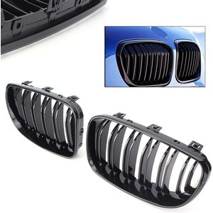 1 Paar Auto Voorbumper Grille Abs Dubbele Lijn Mesh Grills Voor Bmw E81 E87 1Serie 120i 125i 130i 135i Zwart