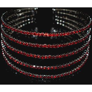 Klassieke Elegante Manchet Open Bangles Vrouwen Strass Armband Goud Rode Kristal Armband Bruids Armband Bruiloft Sieraden