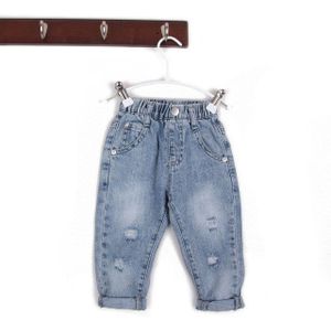 1 2 3 4 5 Y Peuter Kids Ripped Jeans voor Meisjes Casual Elastische Taille Boy Lente Broek Koreaanse Mode denim Broek Kindje Jeans