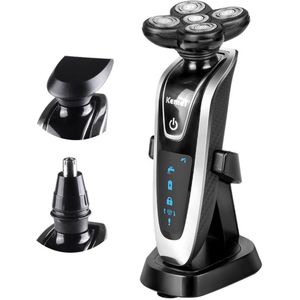 Kemei 3-In-1 Elektrische Scheerapparaat Draagbare Veiligheid Waterdichte Smart Rotary 5D Drijvende Mens Razor Oplaadbare Elektrische Baard trimmer
